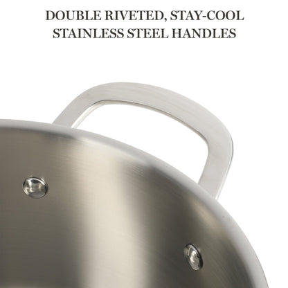 Martha Stewart Castelle 5-Quart Stainless Steel Dutch Oven with Lid, 18/8 Stainless Steel, Induction Safe