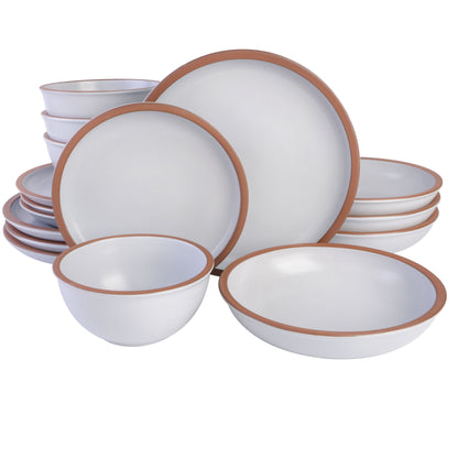 Gibson Elite Lagos 16-Piece Double Bowl Terracotta Dinnerware Set