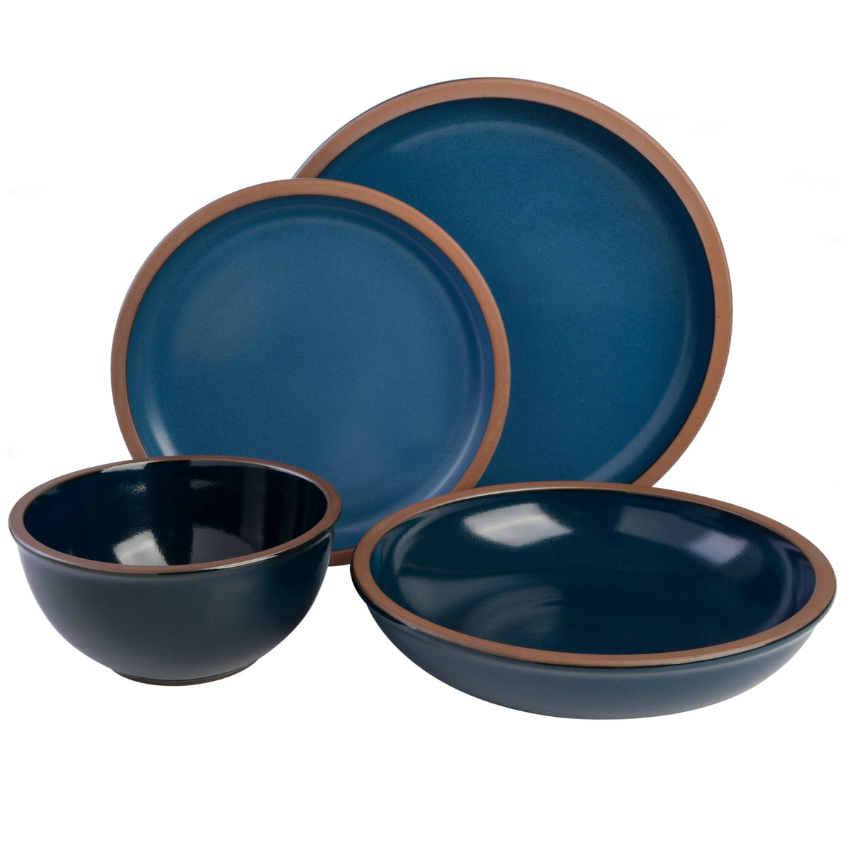 Gibson Elite Lagos 16-Piece Double Bowl Terracotta Dinnerware Set