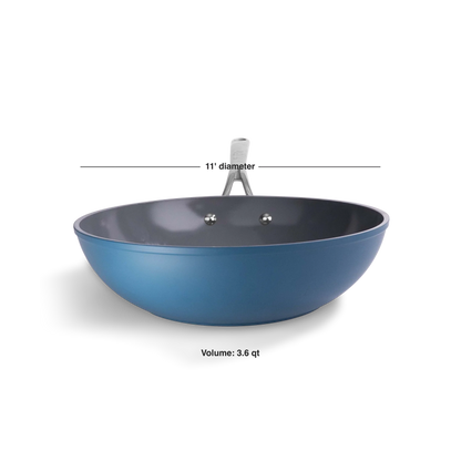 Frok 11" All-In-One Ceramic Non-Stick Fry Pan Meets Wok w/ Lid