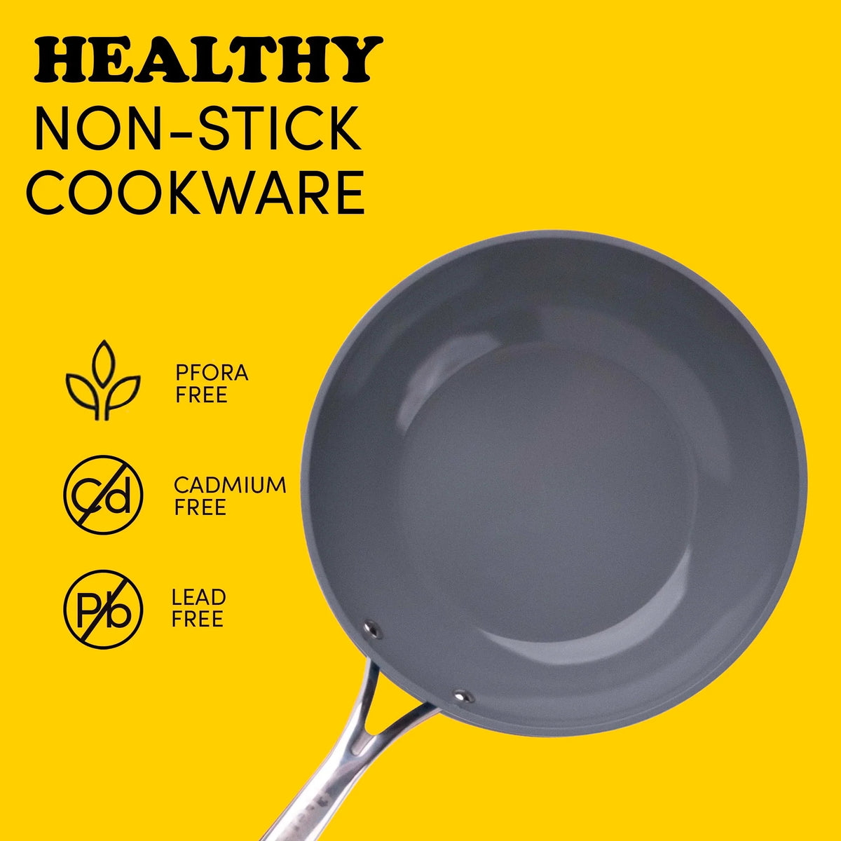 Frok 11" All-In-One Ceramic Non-Stick Fry Pan Meets Wok w/ Lid